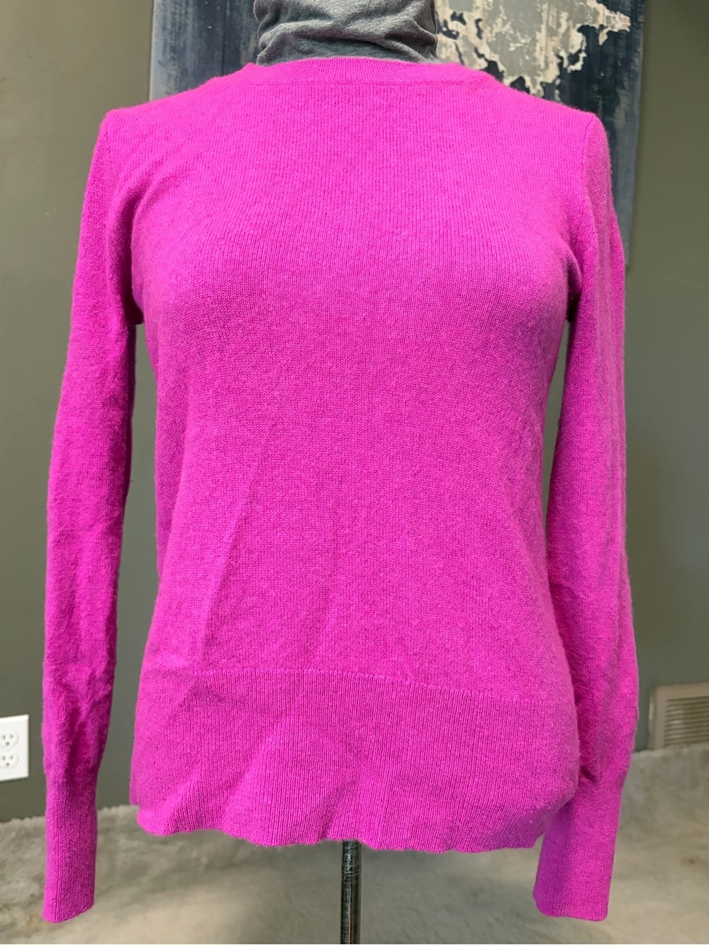 J.Crew 100% Cashmere Crewneck Sweater XXS Hot Pink Fuchsia